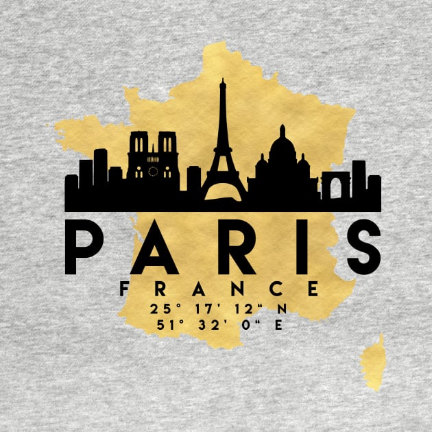 Paris France Skyline Map Art by deificusArt